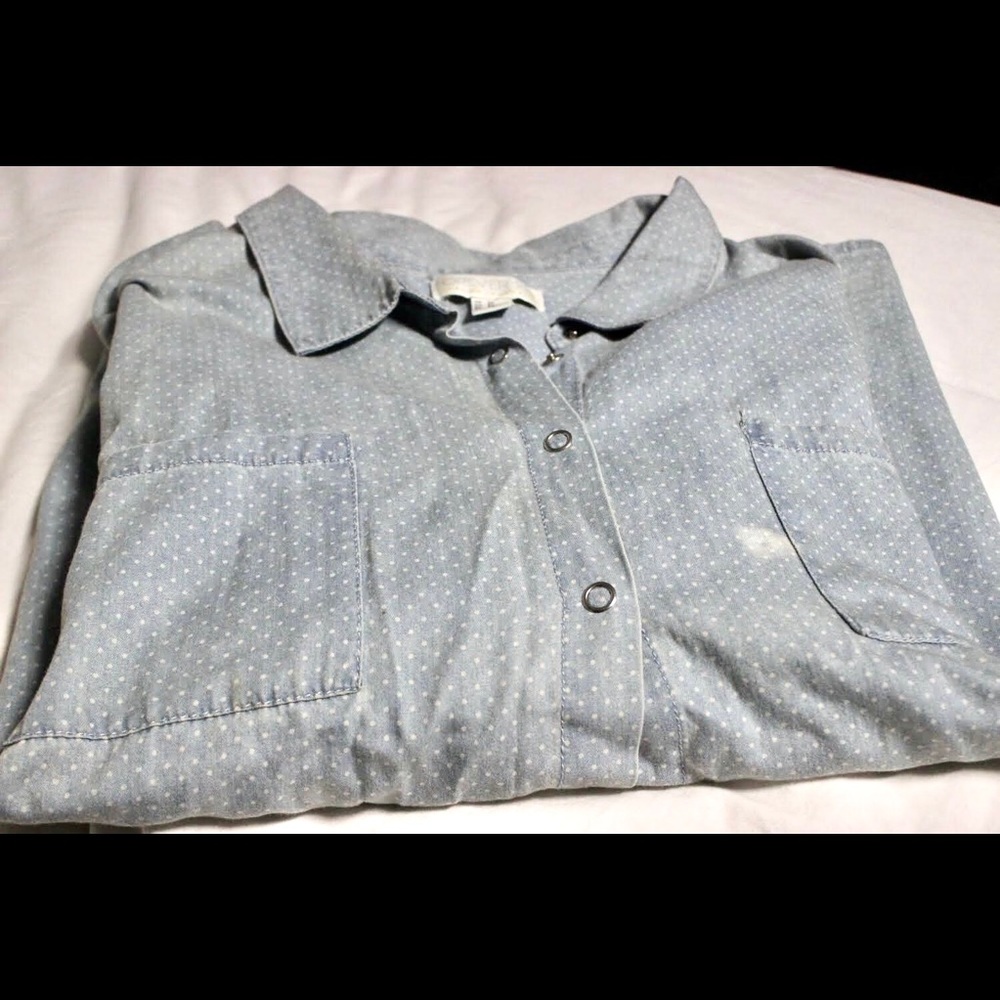 Polka-dot - Denim Button-up Shirt